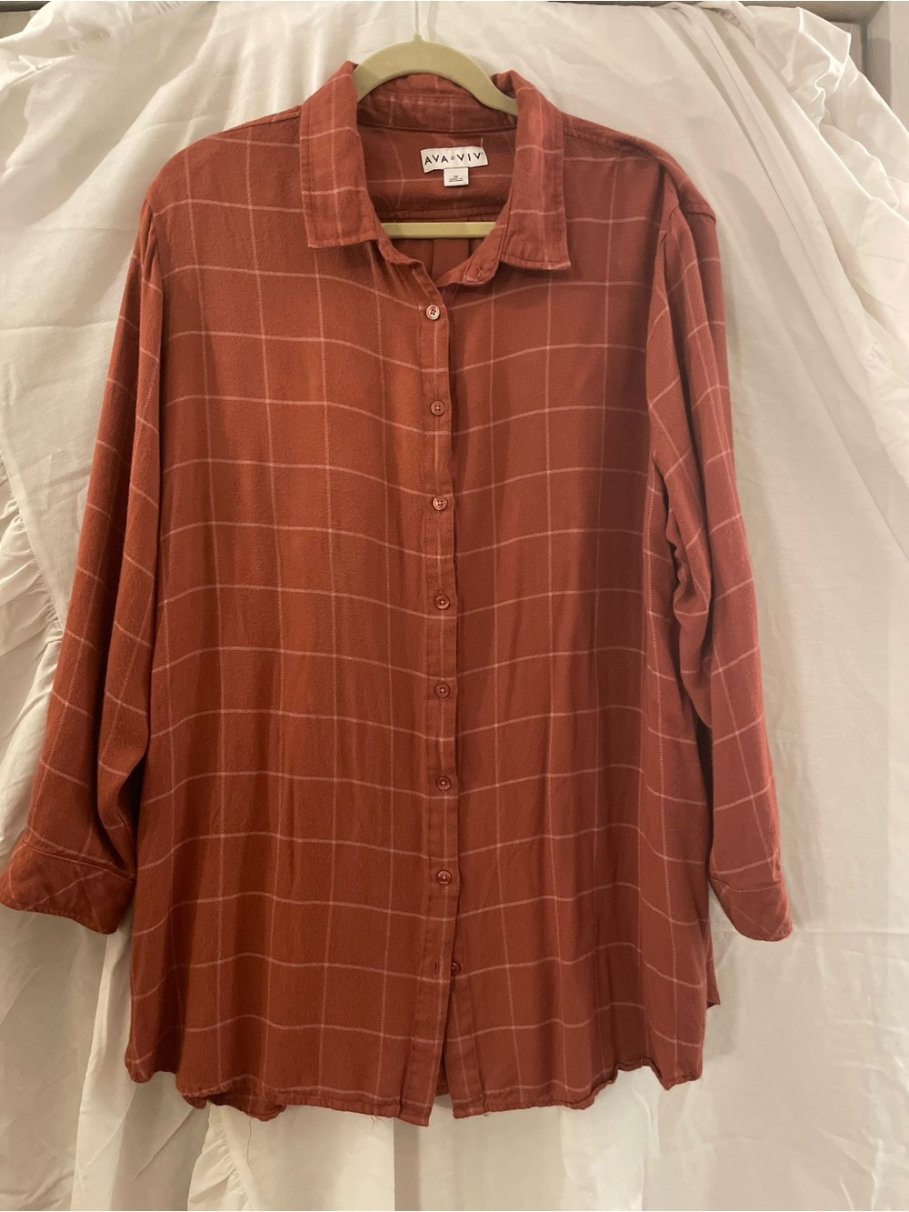 Ava & Viv Women's Plaid Button Front Shirt